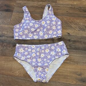 Kids Swimwear Set in Purple Daisy Print